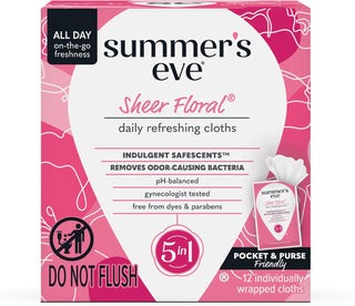 Summer'S Eve Ultimate Odor Protection Daily Feminine Wipes, Gentle Ph-Balanced Formula with Boric Acid Cleanses & Removes Vaginal Odor, Individually Wrapped Body Wipes, 12 Count