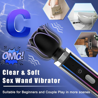 Rose Vibrator Wand Massager Sex Toys for Women and Men, Sex Wand Mini Vibrator Clitoral Nipple Stimulator Adult Toys with 10 Powerful Vibration Modes G Spot Perineum Vibrating for Couple Play