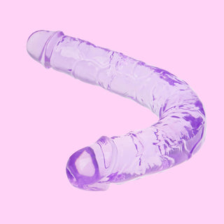 11.8 * 1.37 Inches Double Dildo Crystal Jelly Realistic Anal Long Dildo Penis Soft and Flexible with Veins and Glans Adult Sex Toys for Women/Men/Lesbian Purple