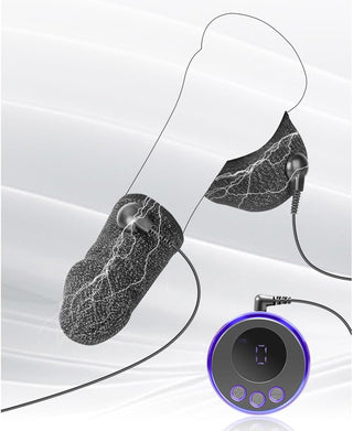 Electric Shock Male Glans Testicles Fabric E-Stim Rings, Cock Ring Electrical Stimulation Devices, Penis Band Bondage Set, 8 Modes Electric Scrotum Erotic Chastity SM Sex Toys for Men Couples