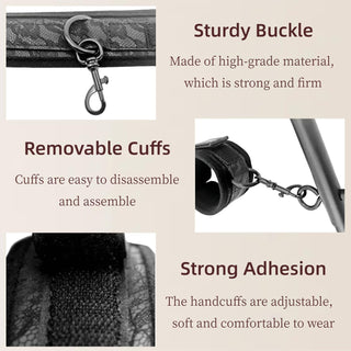 Spreader Bar Sex Toys with Wrist Ankle Neck Collar Restraint Kits Adjustable Handcuffs Collar Bondage Set BDSM for Adult Couple (Black)