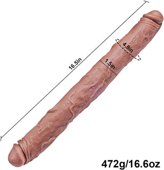 16.5*1.5"Double Ended Extra Large Realistic Silicone Dildo with Veins and Double Ended Glans Adult Big Toy,Flexible Extra Long Dildo Lesbian Anal G-Spot Stimulation Sex Toy for Male and Female Couple