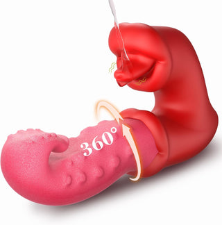 Swing Thrusting G-Spot Vibrator Sex Toy with Clitoral Stimulator – 10 Licking & Vibration & Swing Modes, Octopus-Inspired Female Tongue Vibrators Clit Sucker Dildo, Rose Sex Toys Tongue Toy for Women