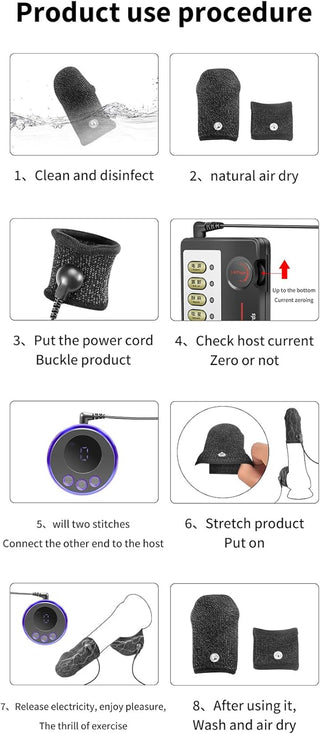 Electric Shock Male Glans Testicles Fabric E-Stim Rings, Cock Ring Electrical Stimulation Devices, Penis Band Bondage Set, 8 Modes Electric Scrotum Erotic Chastity SM Sex Toys for Men Couples